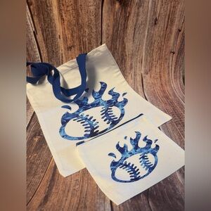 NEW Blue Flame Baseball 11”x13” Tote and 8”x5” Pouch Set Item #PHK6692